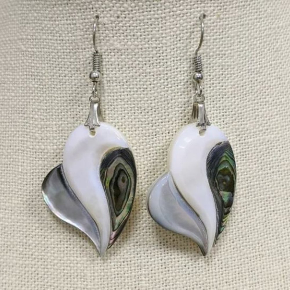 Heart Shaped Abalone Shell Earrings